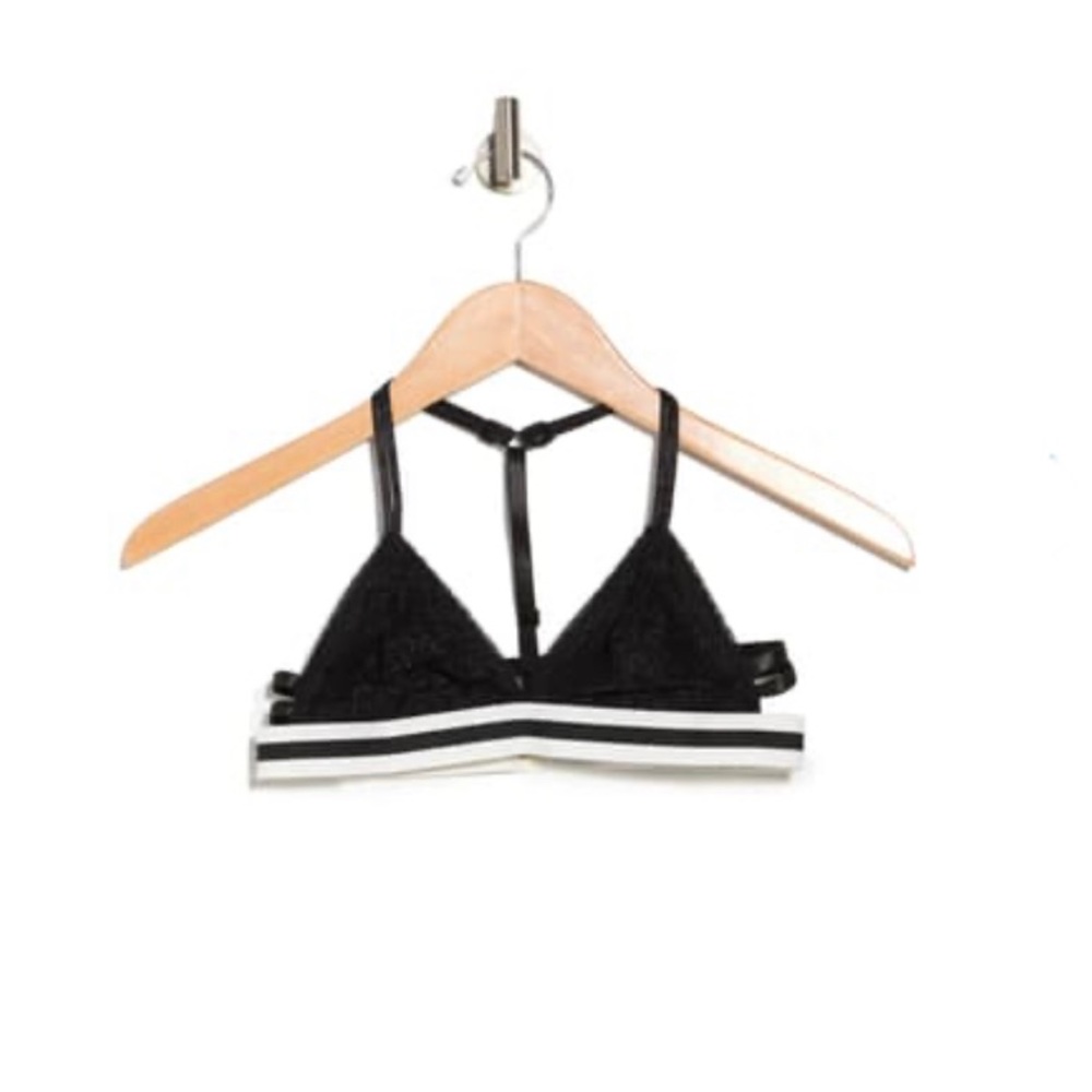 ⏰TODAY ONLY‼️ 🆕 FRENCH AFFAIR Lace Strappy Bralette t-back black & white - Picture 4 of 9